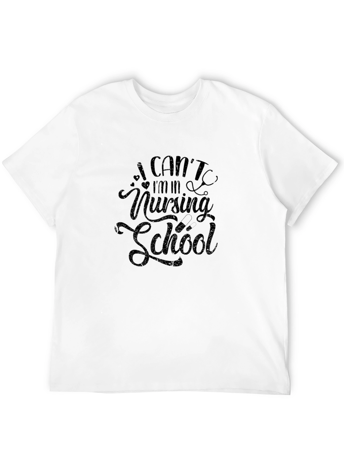 I Cant Im In Nursing School Black T-Shirt