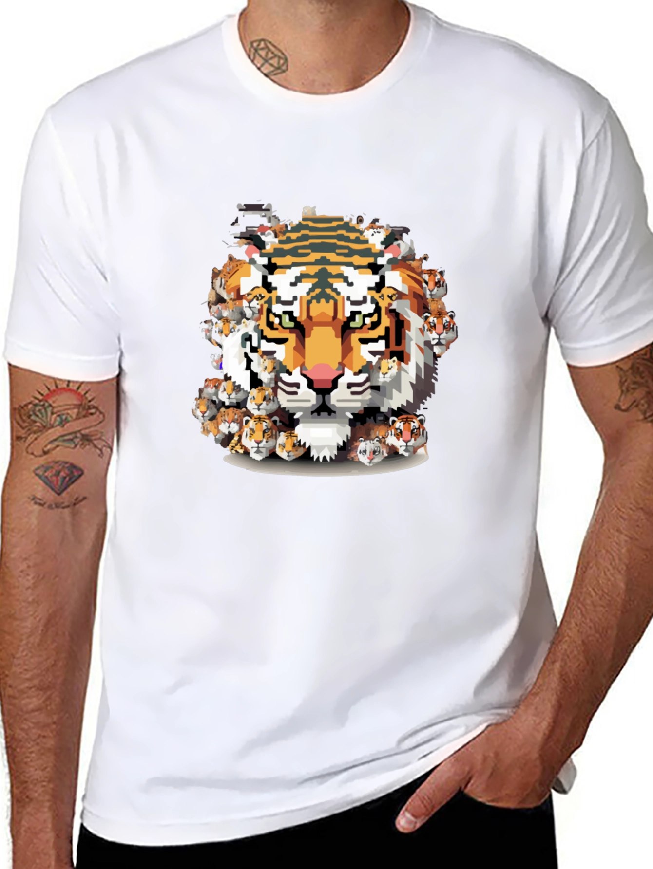 Pixel Tiger Graphic Tee - Cool & Unique Design