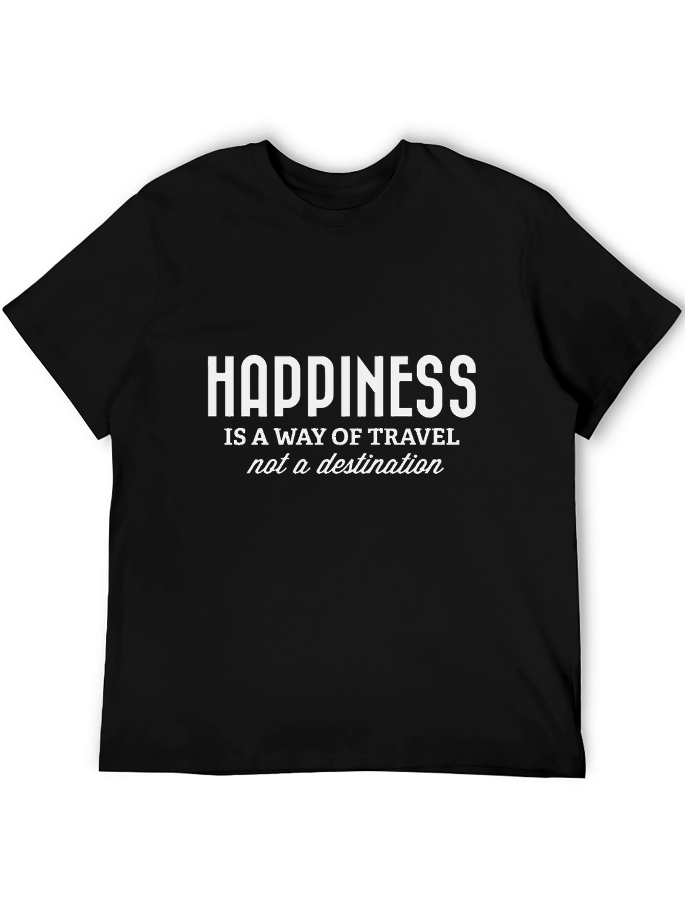 Happiness Travel Graphic T-Shirt - Black