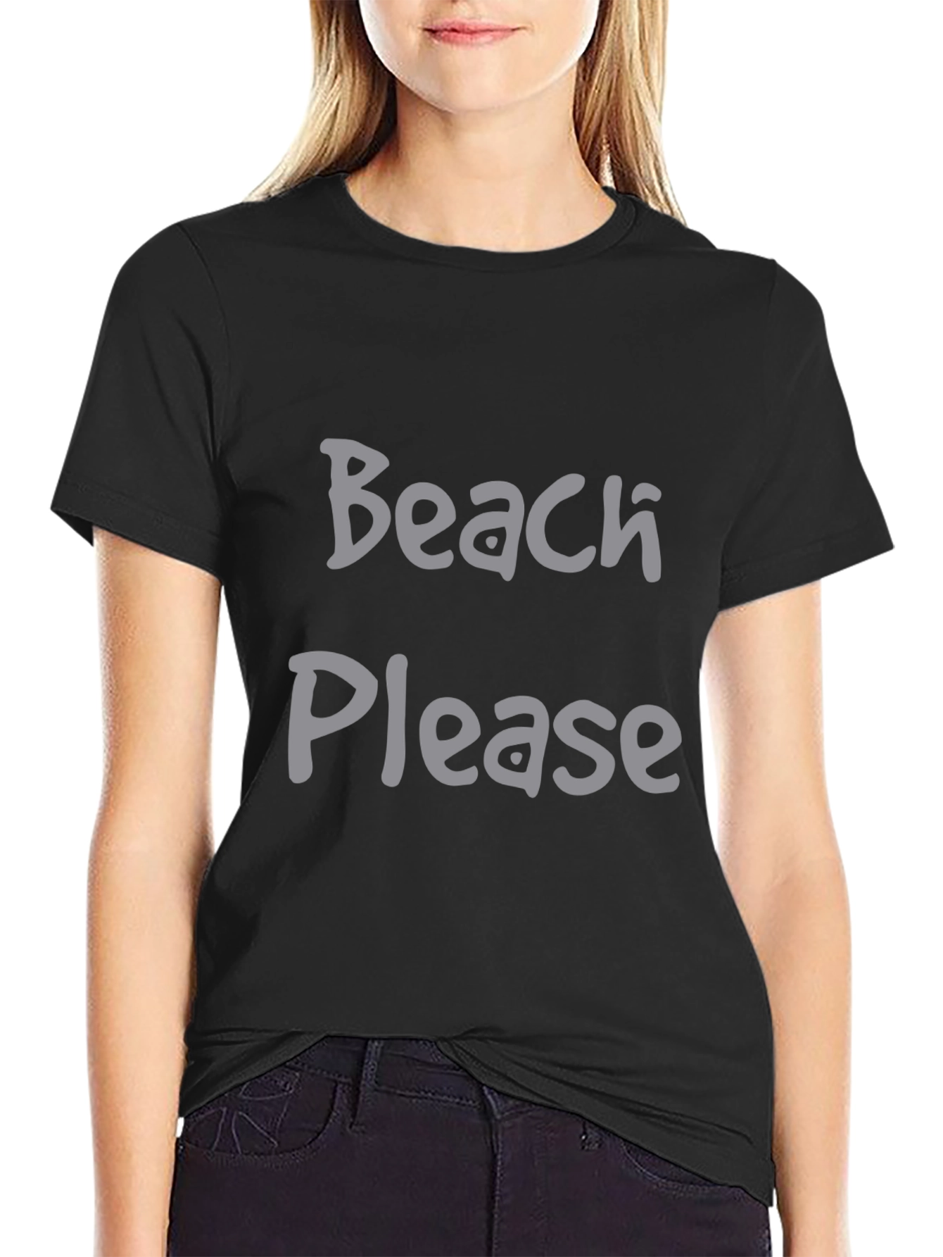 Beach Please Black Graphic Tee
