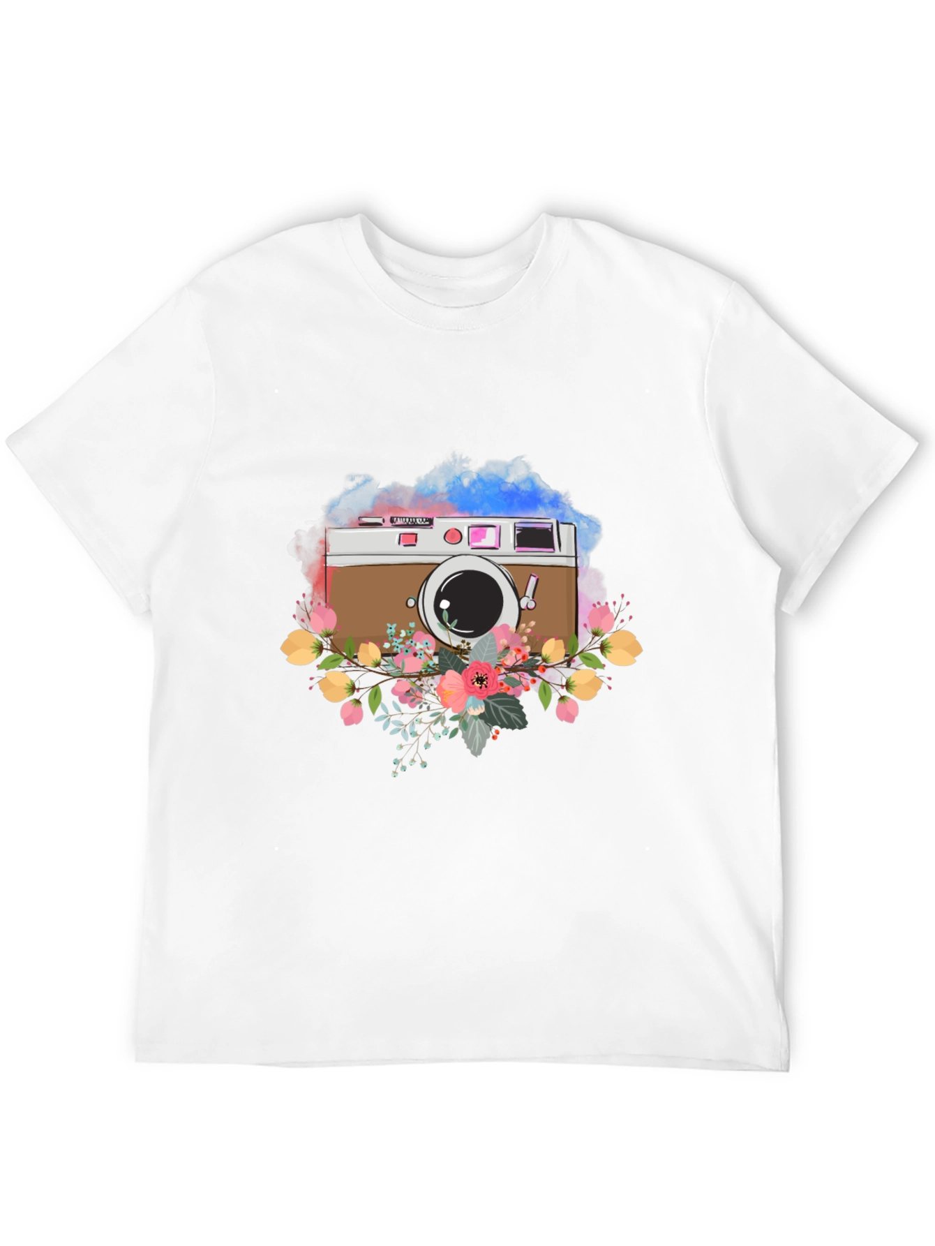 Floral Camera Graphic Tee - Stylish & Unique