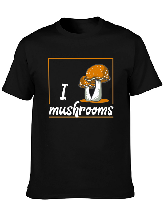 I Love Mushrooms Graphic Tee - Fun Mushroom Lover Shirt