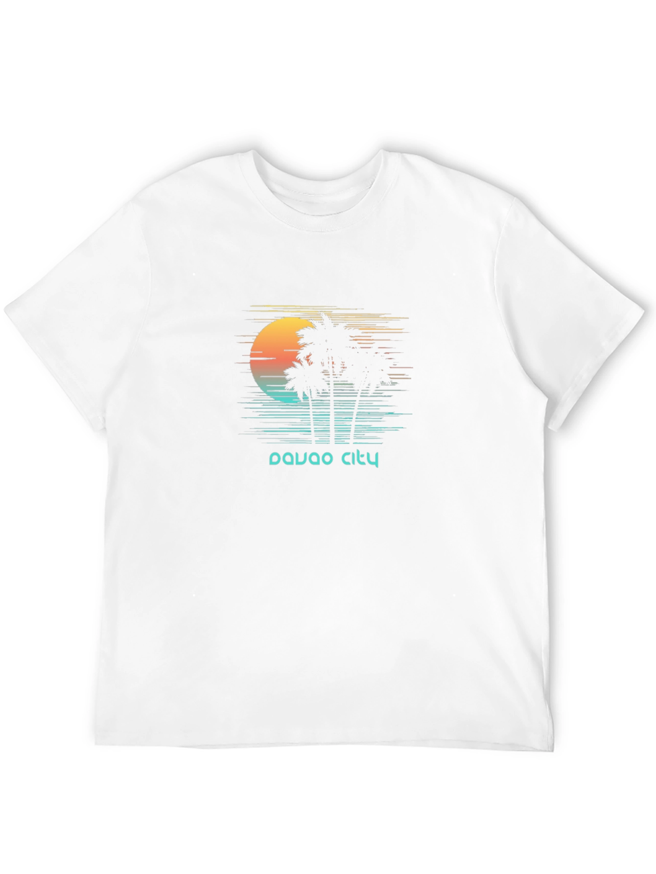 Davao City Palm Tree Sunset Graphic Tee - Black