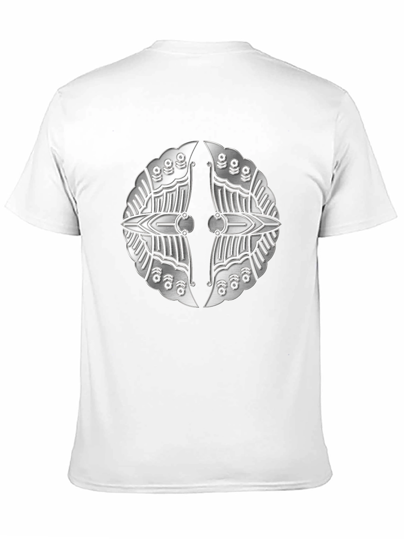 Silver Metallic Shield Emblem Black T-Shirt