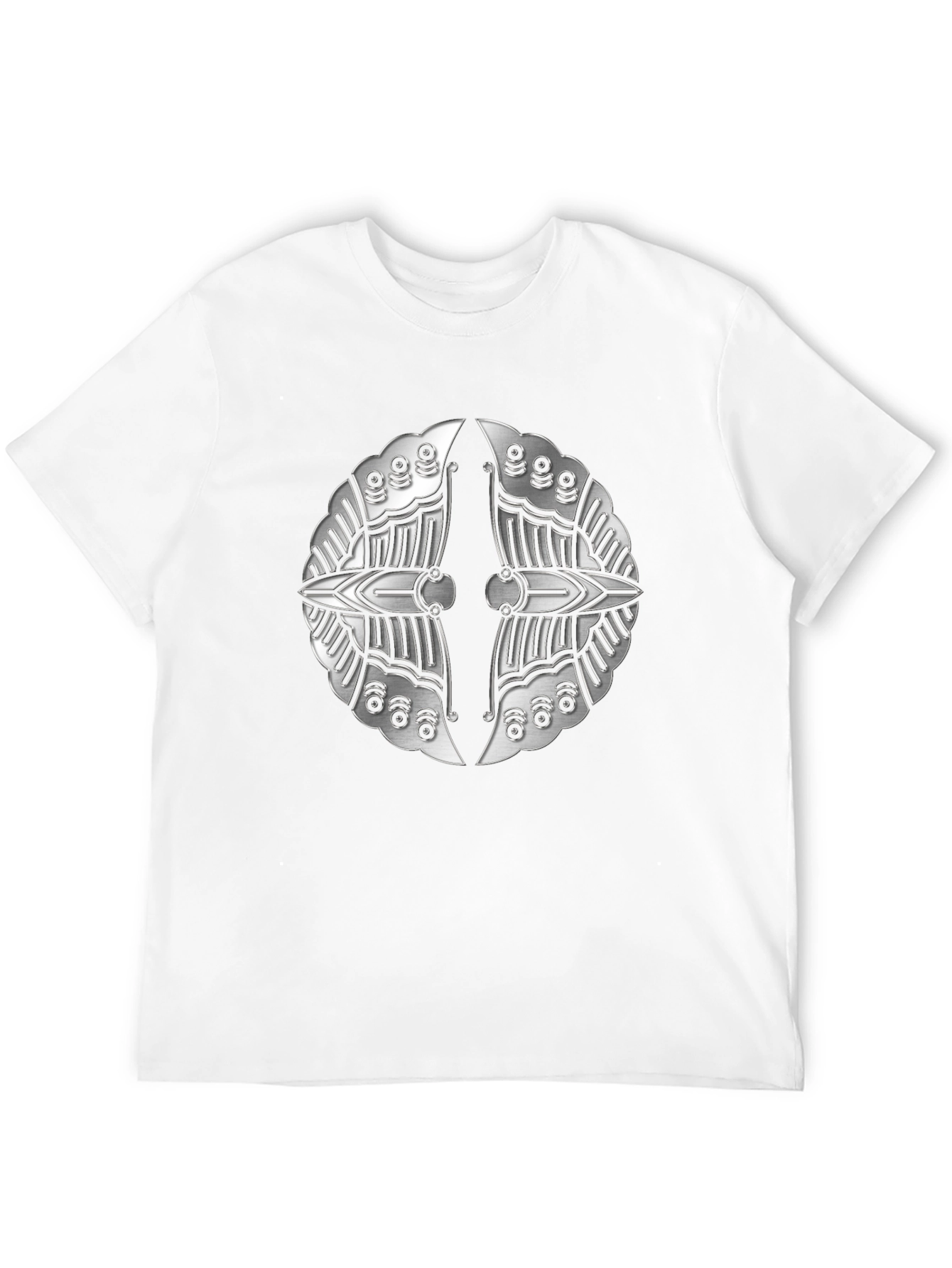 Silver Metallic Shield Emblem Black T-Shirt