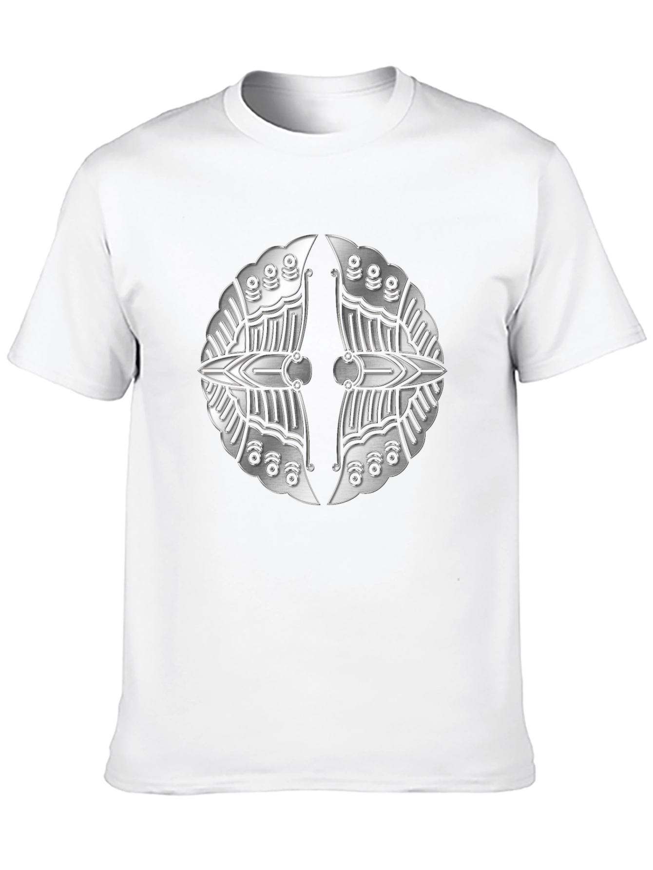 Silver Metallic Shield Emblem Black T-Shirt