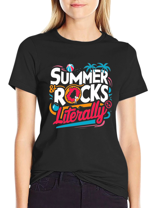 Summer Rocks Literally Black Graphic Tee