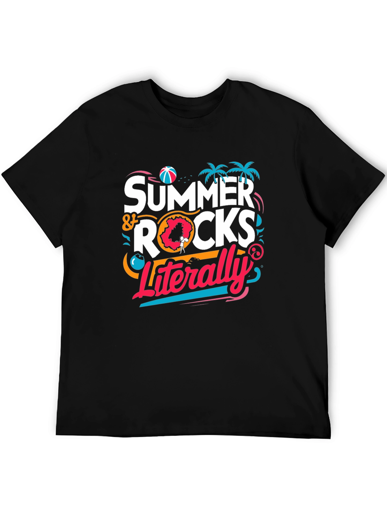 Summer Rocks Literally Black Graphic Tee