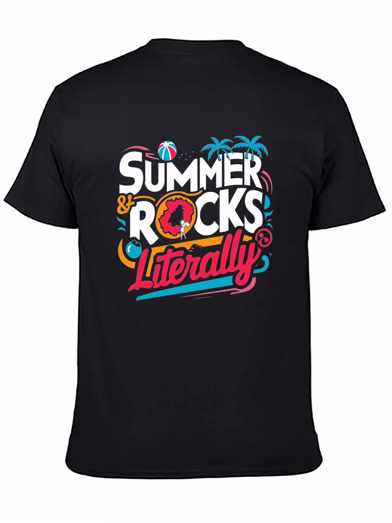 Summer Rocks Literally Black Graphic Tee