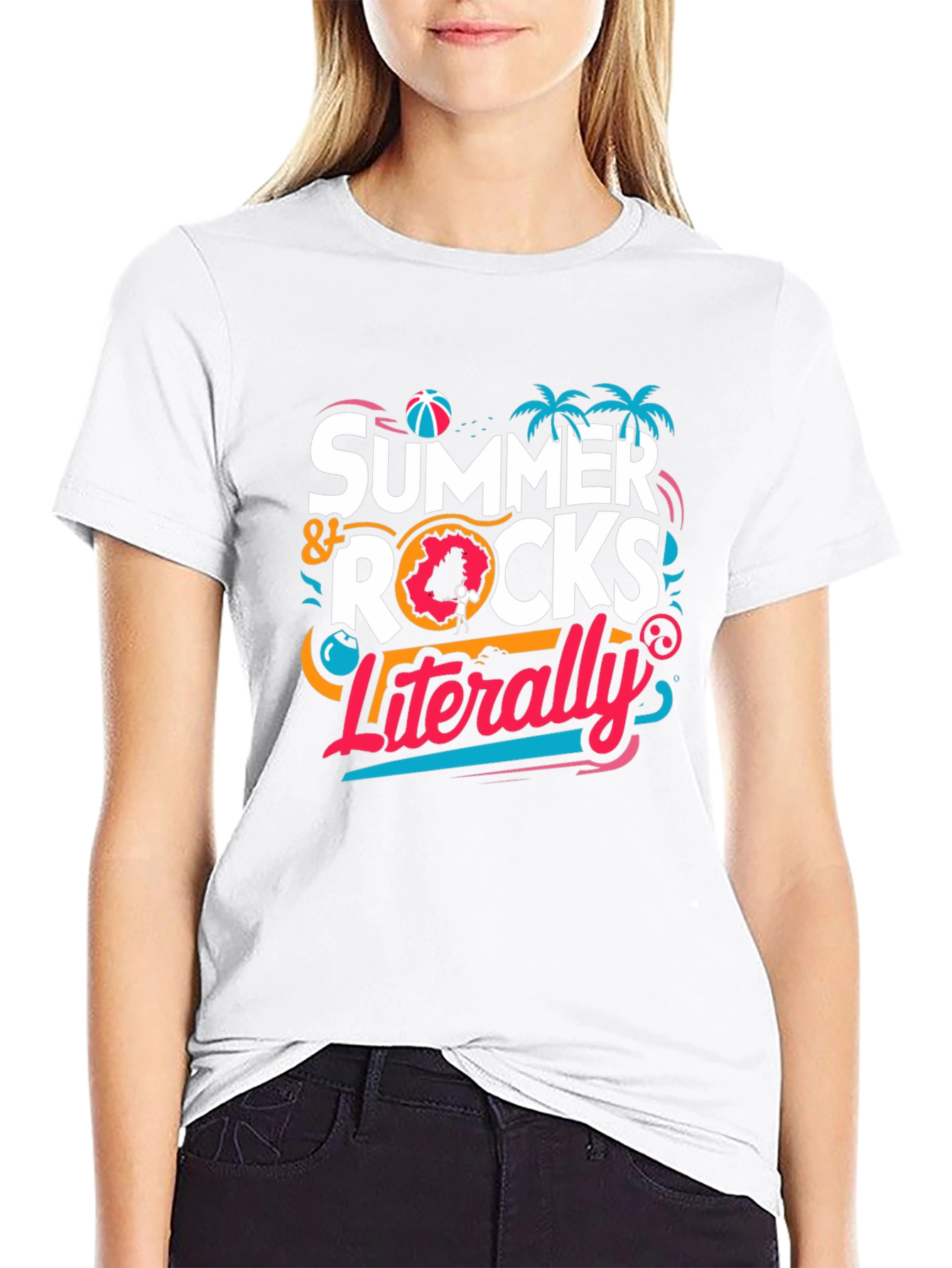 Summer Rocks Literally Black Graphic Tee