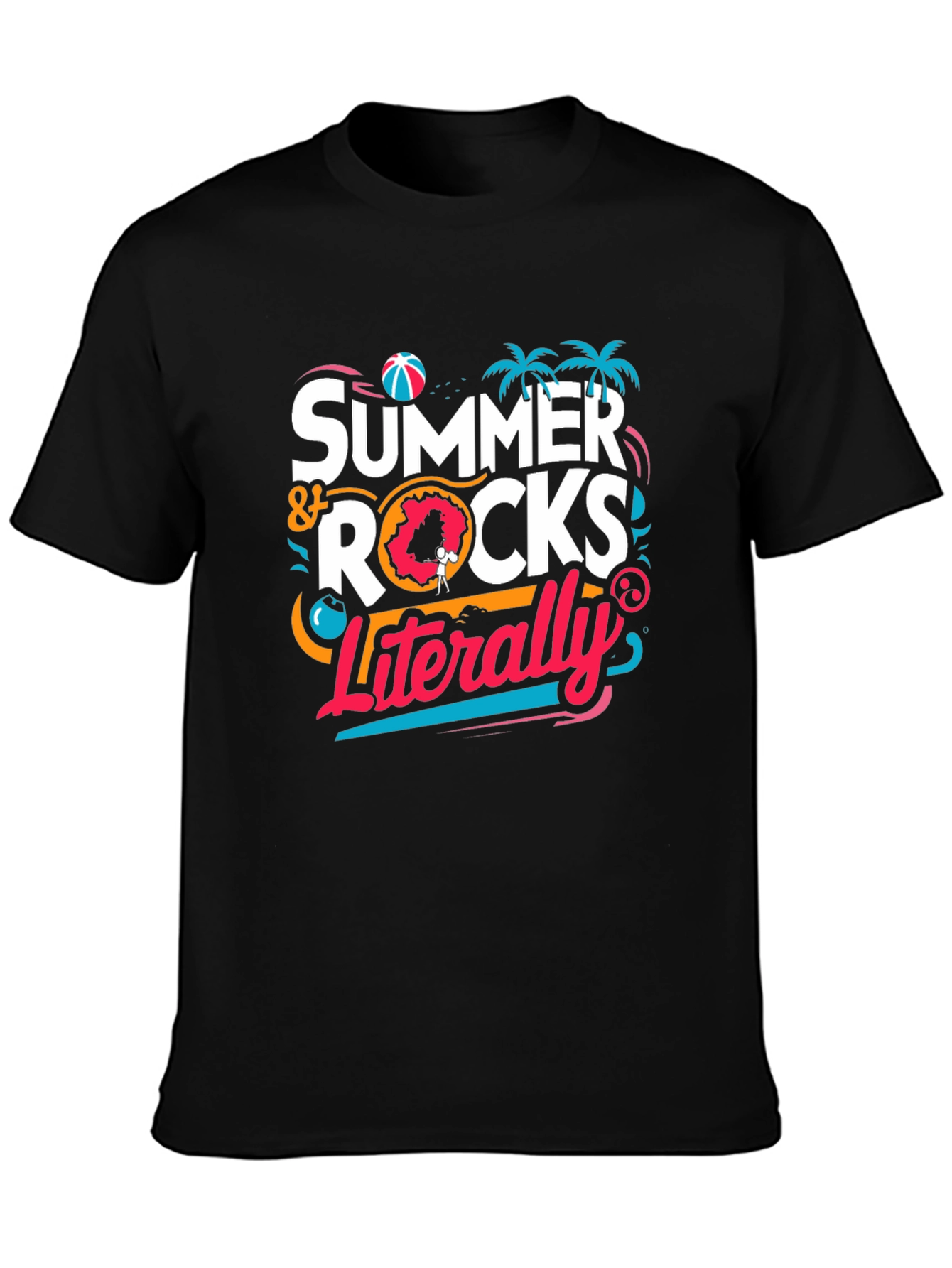 Summer Rocks Literally Black Graphic Tee