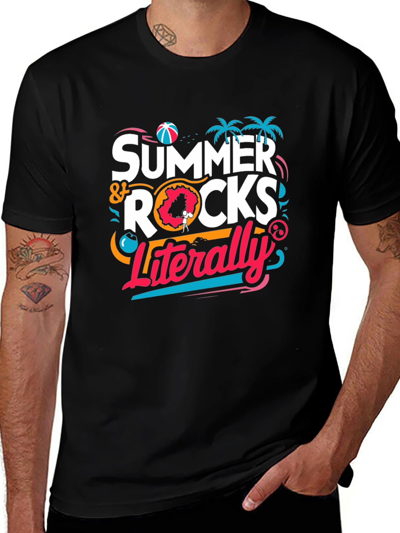 Summer Rocks Literally Black Graphic Tee