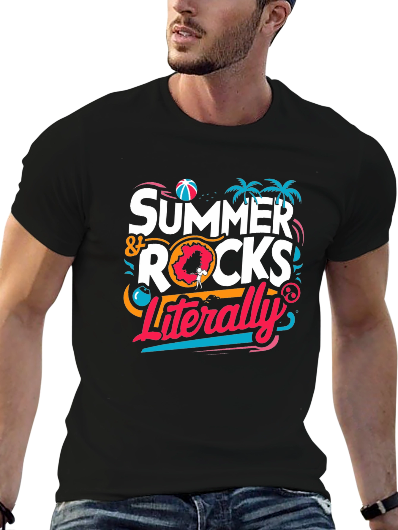 Summer Rocks Literally Black Graphic Tee