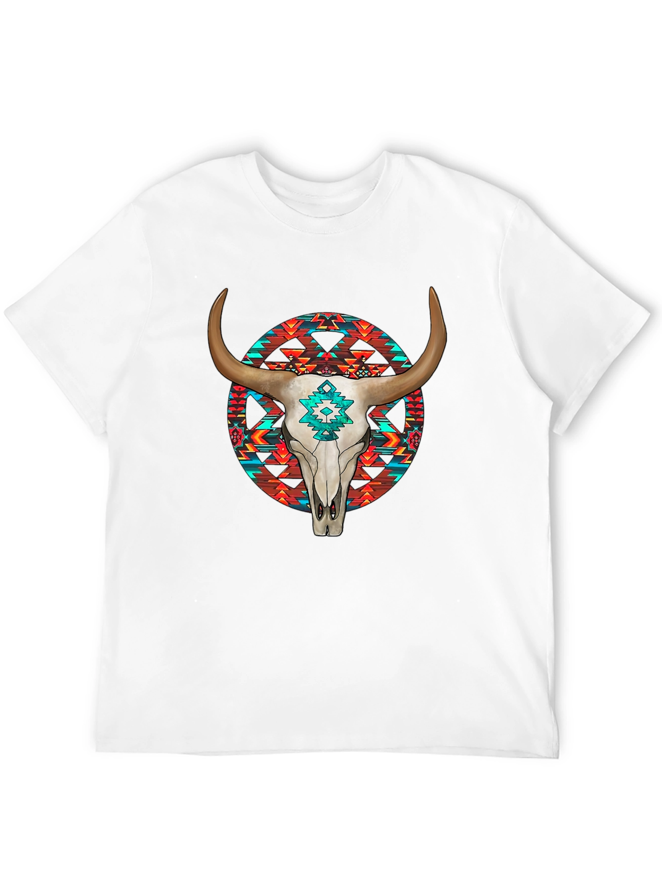 Cow Skull Graphic Print Black T-Shirt