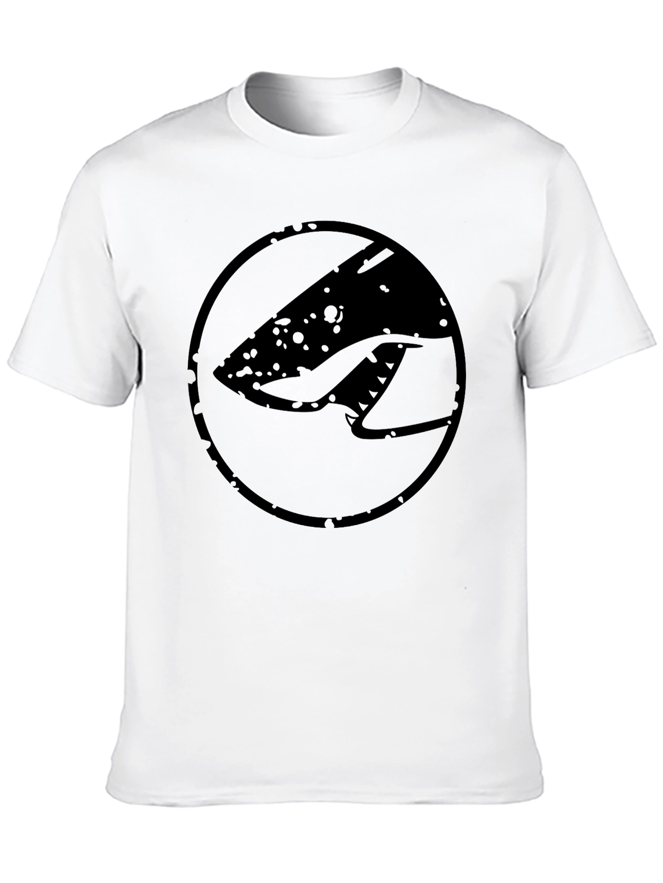 Black Graphic Tee - Retro Shark Design