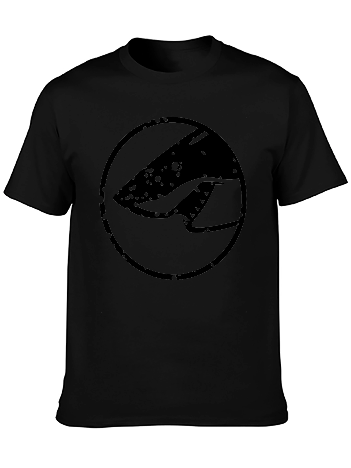 Black Graphic Tee - Retro Shark Design
