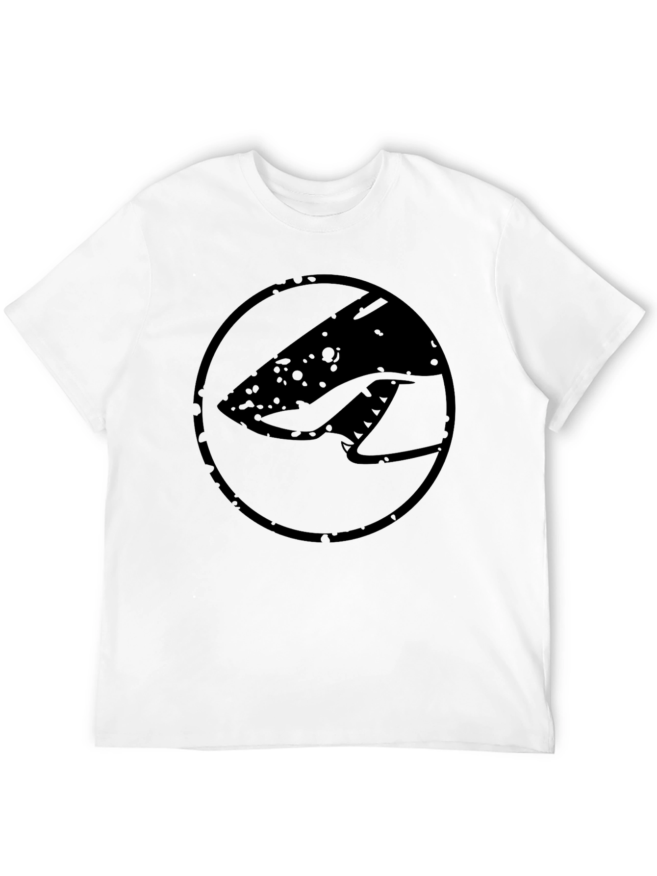 Black Graphic Tee - Retro Shark Design