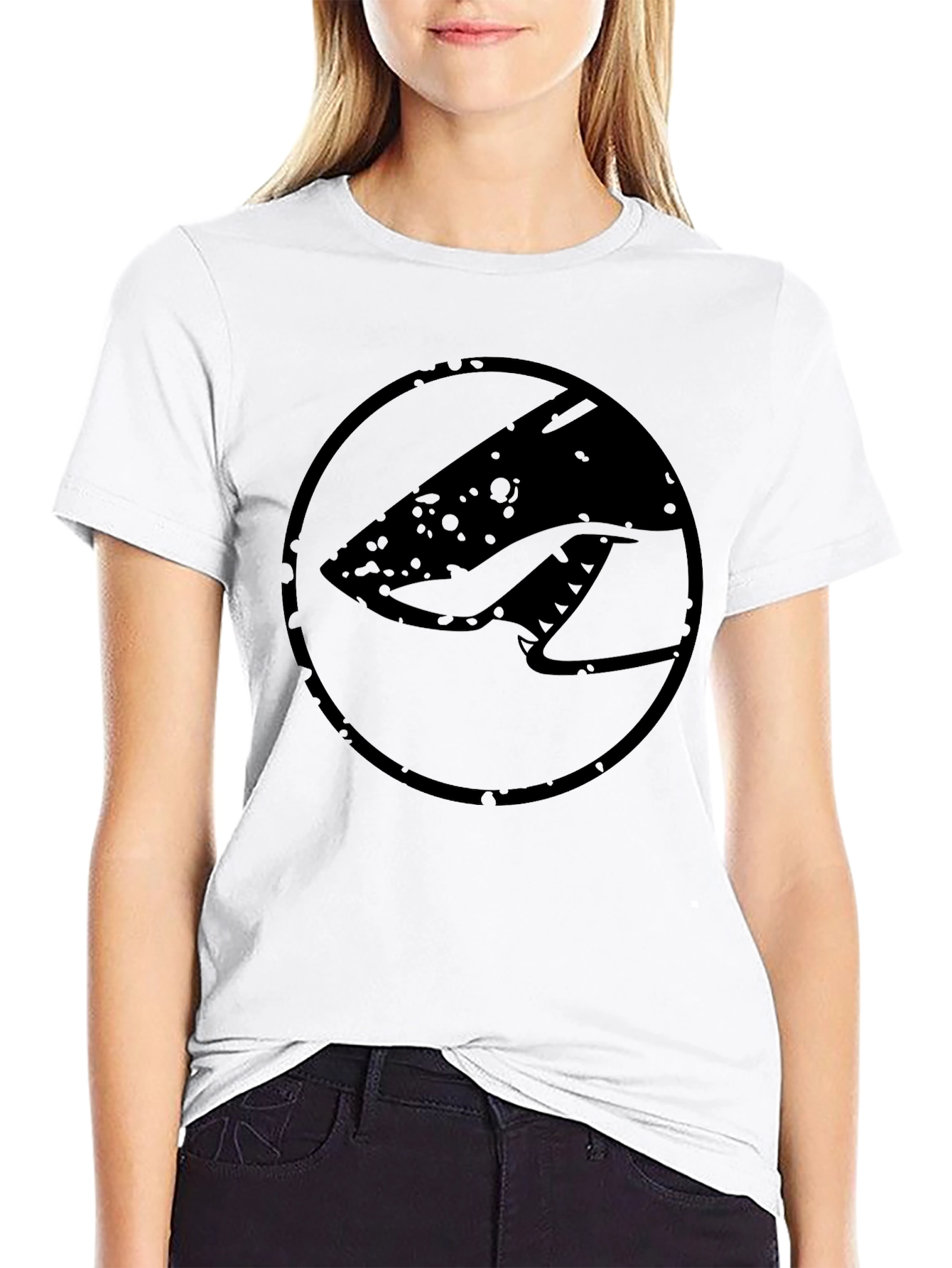 Black Graphic Tee - Retro Shark Design