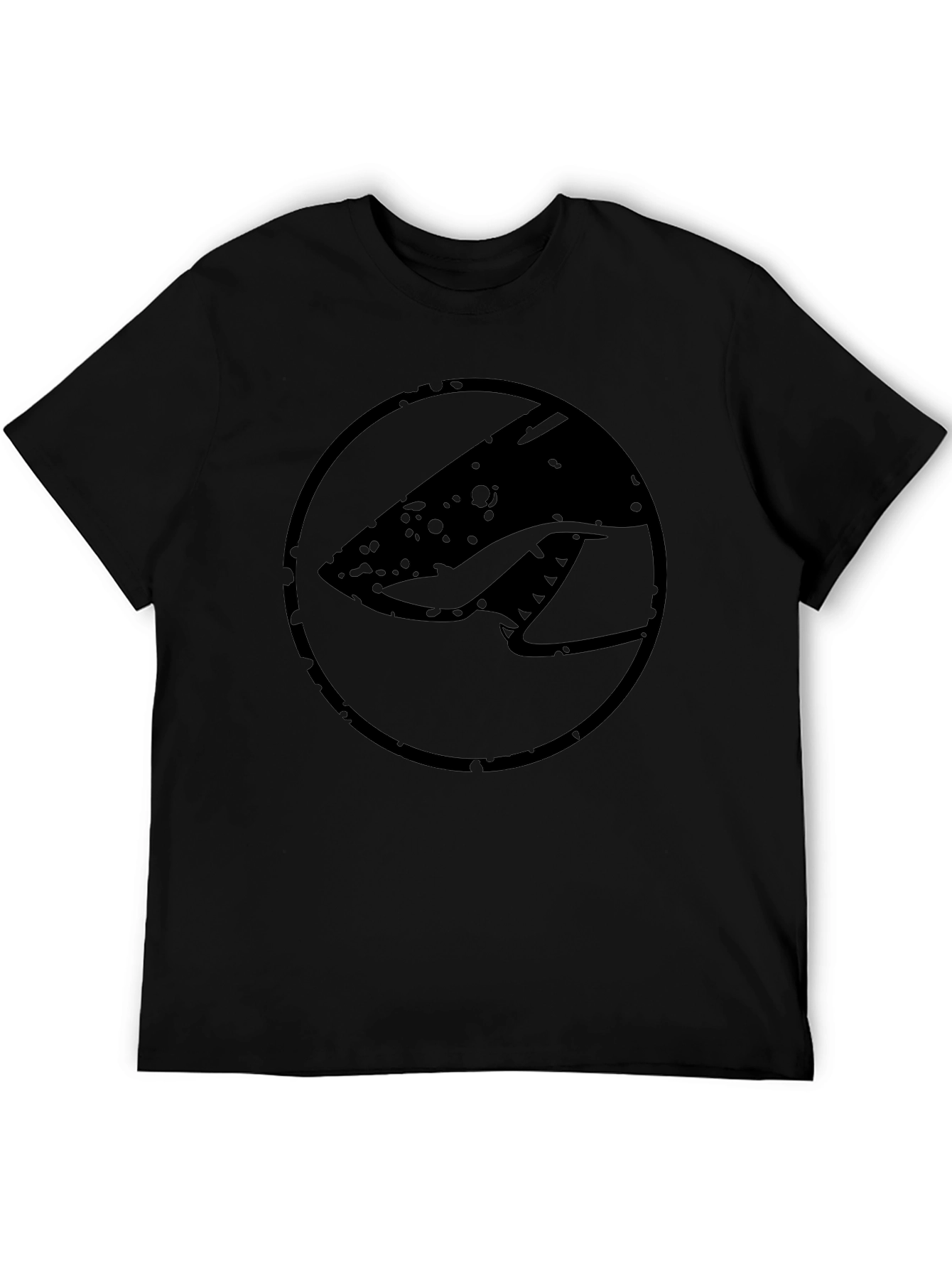 Black Graphic Tee - Retro Shark Design
