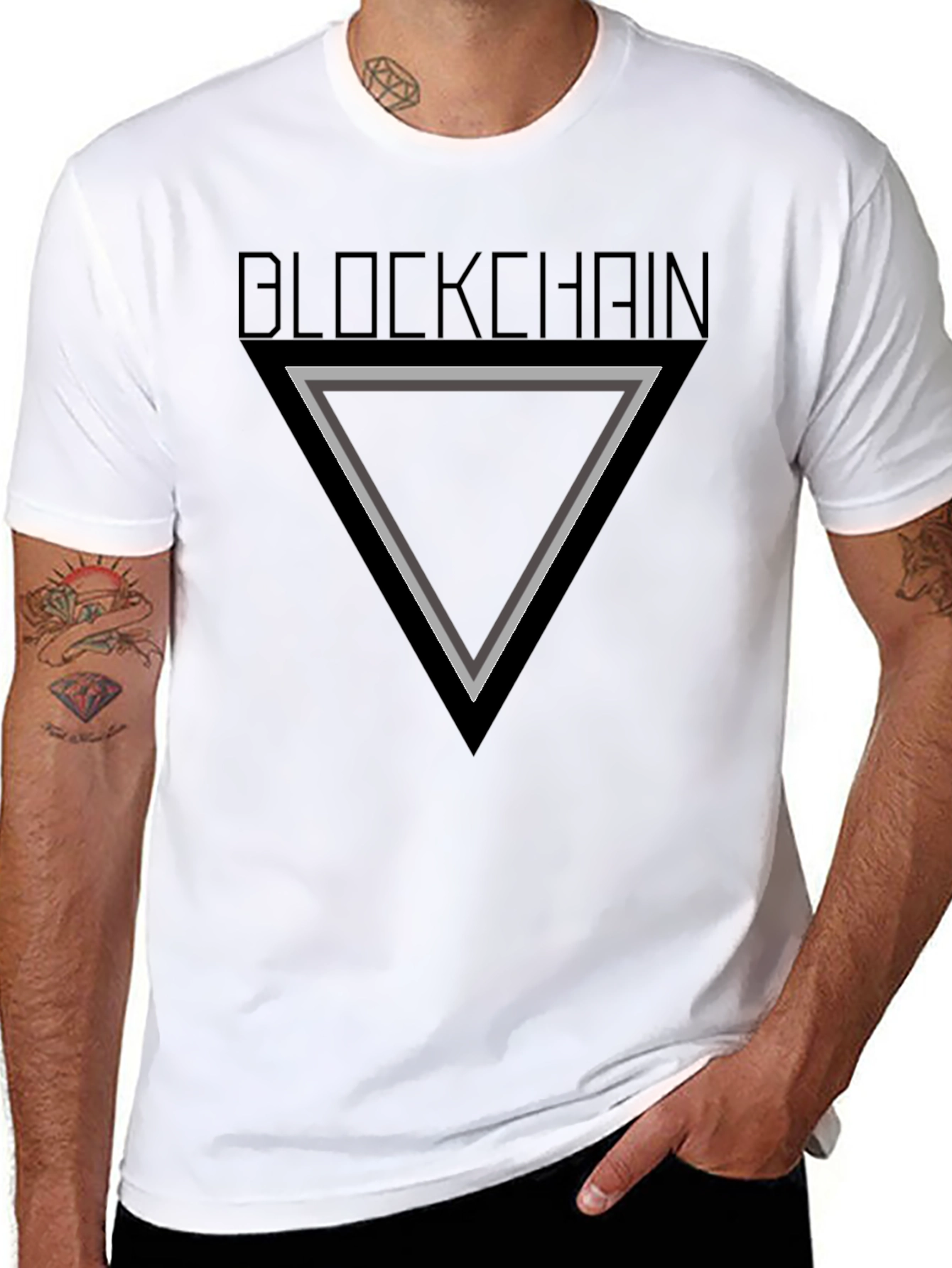 Blockchain Triangle Graphic T-Shirt - Modern Tech Style
