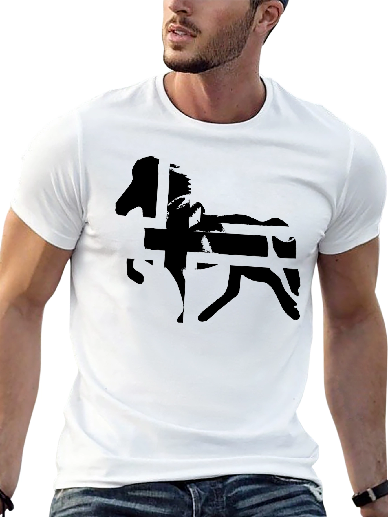 Black Horse Graphic Tee - Mens Casual Shirt