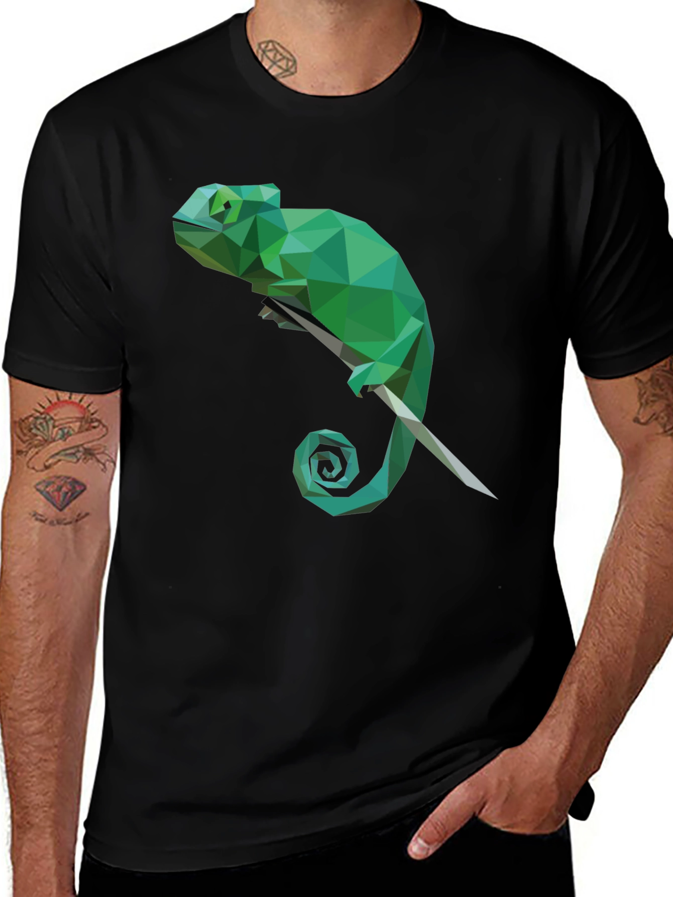 Geometric Chameleon T-Shirt - Modern Graphic Tee