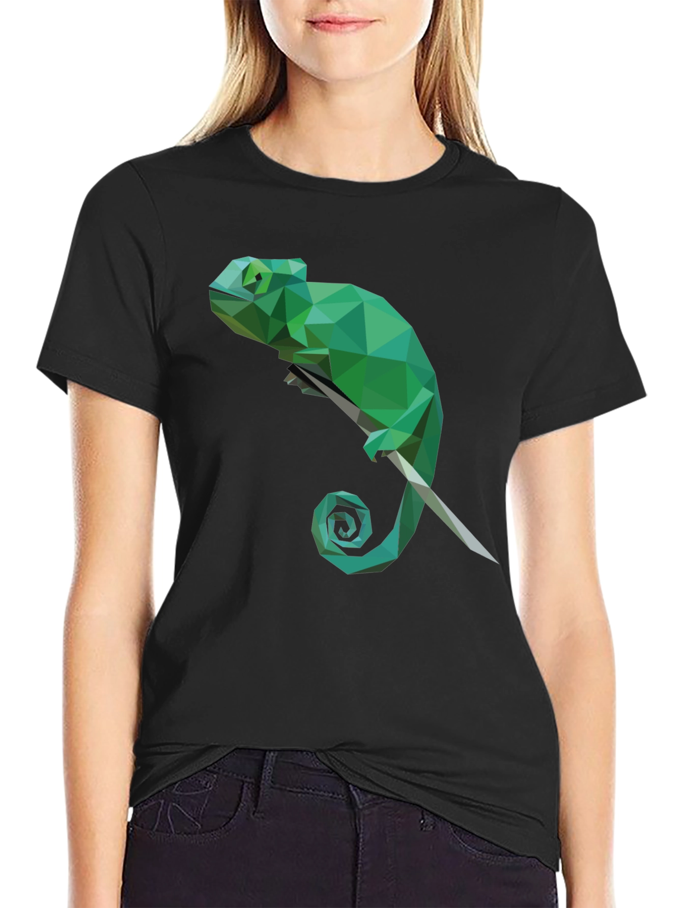 Geometric Chameleon T-Shirt - Modern Graphic Tee