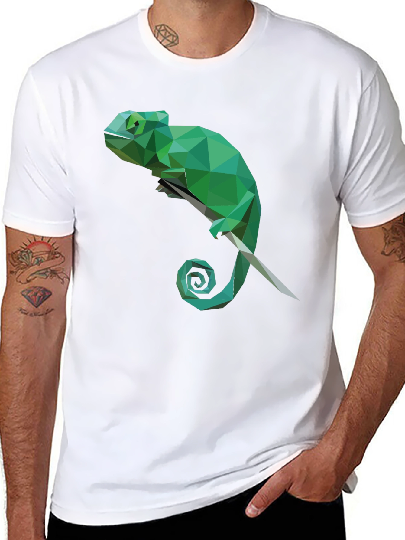 Geometric Chameleon T-Shirt - Modern Graphic Tee