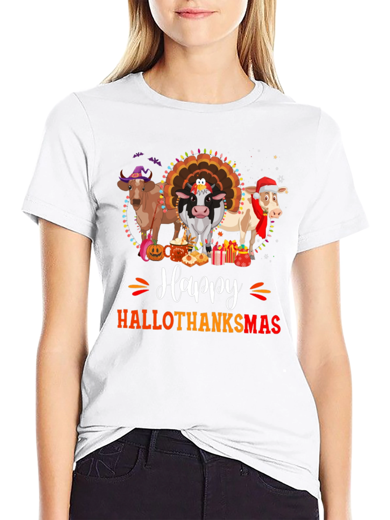 Hallothanksmas Cow T-Shirt