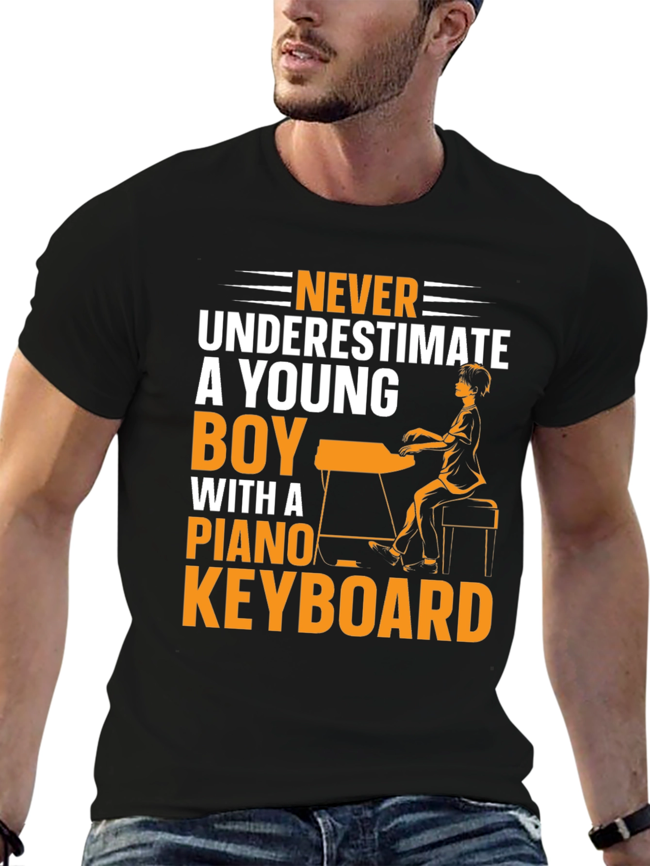 Never Underestimate Young Boy Piano Keyboard T-Shirt