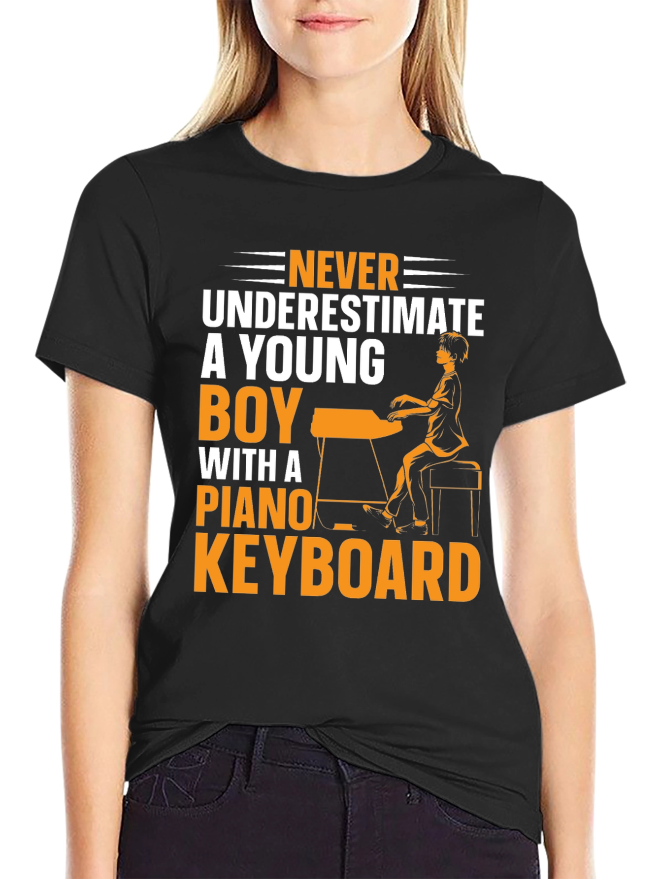 Never Underestimate Young Boy Piano Keyboard T-Shirt