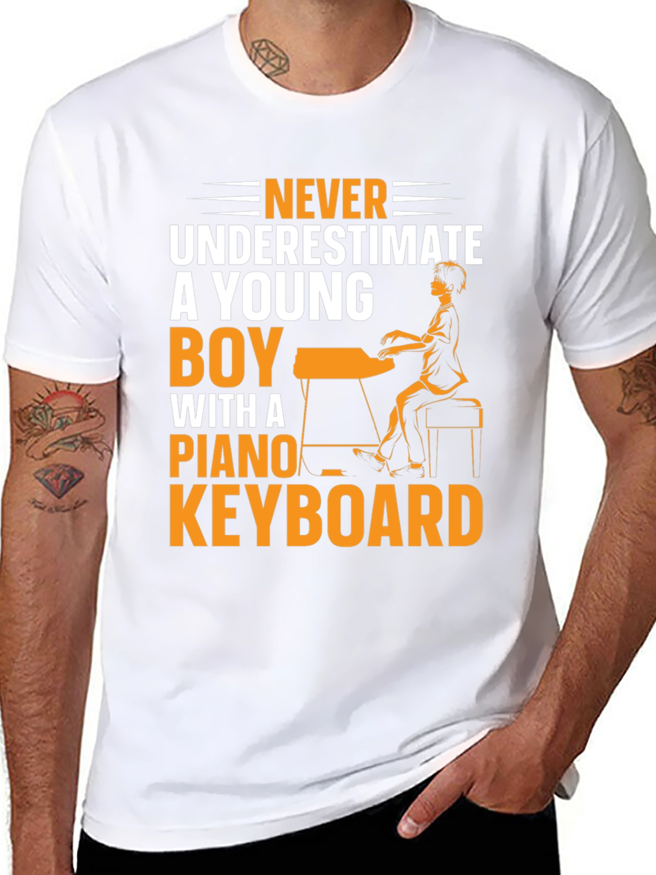 Never Underestimate Young Boy Piano Keyboard T-Shirt