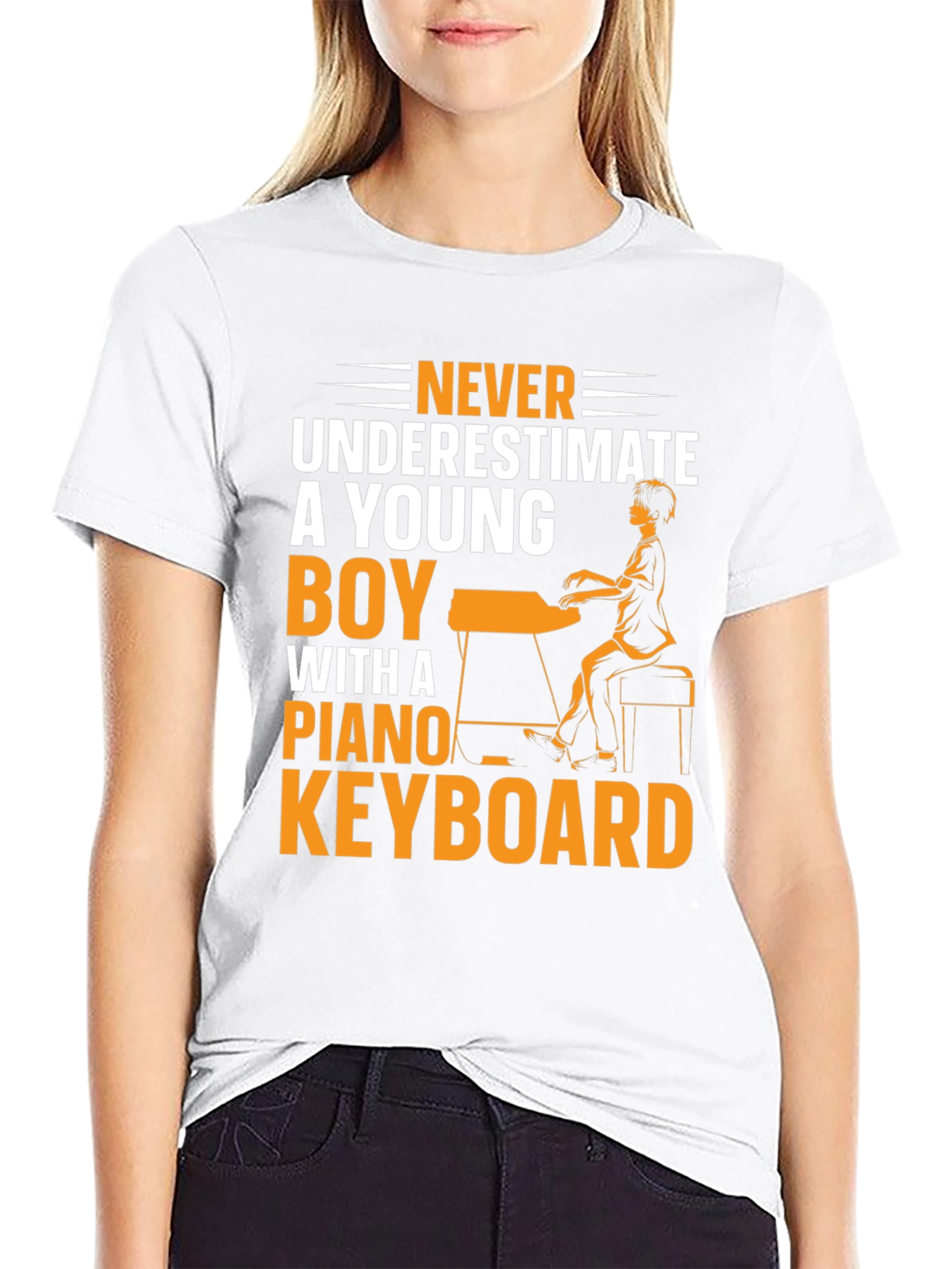 Never Underestimate Young Boy Piano Keyboard T-Shirt