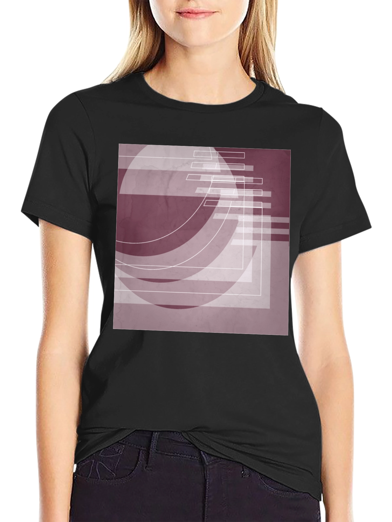 Abstract Geometric Graphic Tee - Stylish Black Shirt