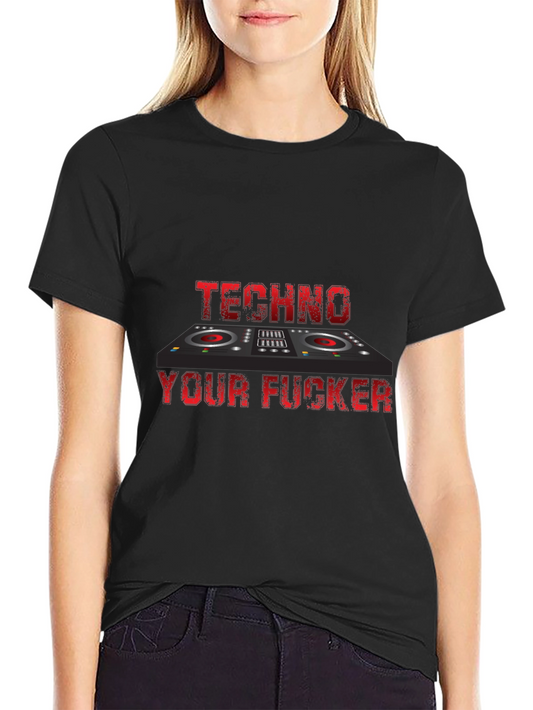 Techno DJ Graphic Tee - Bold Black T-Shirt