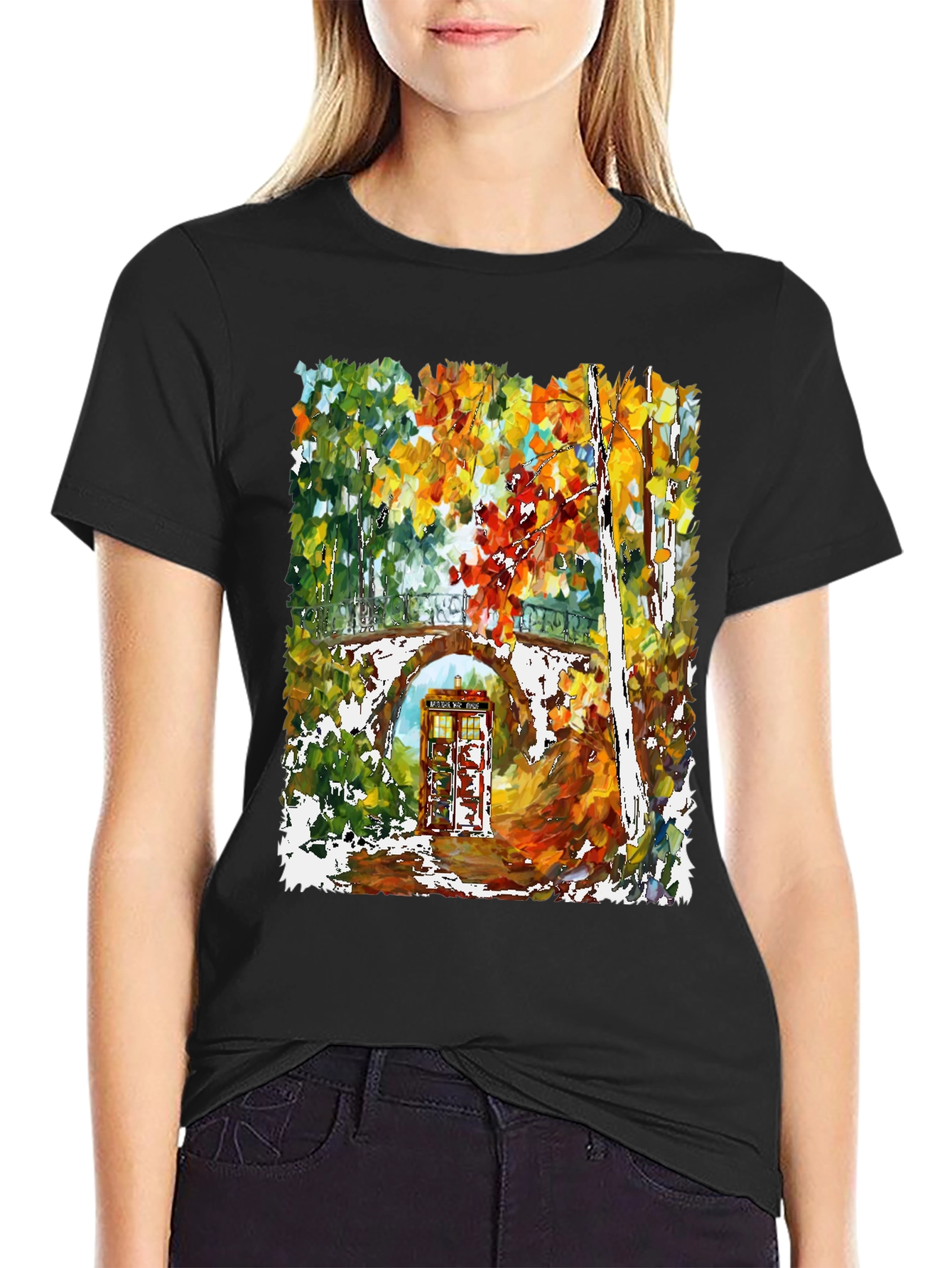Autumn Tardis T-Shirt - Unique Artistic Design