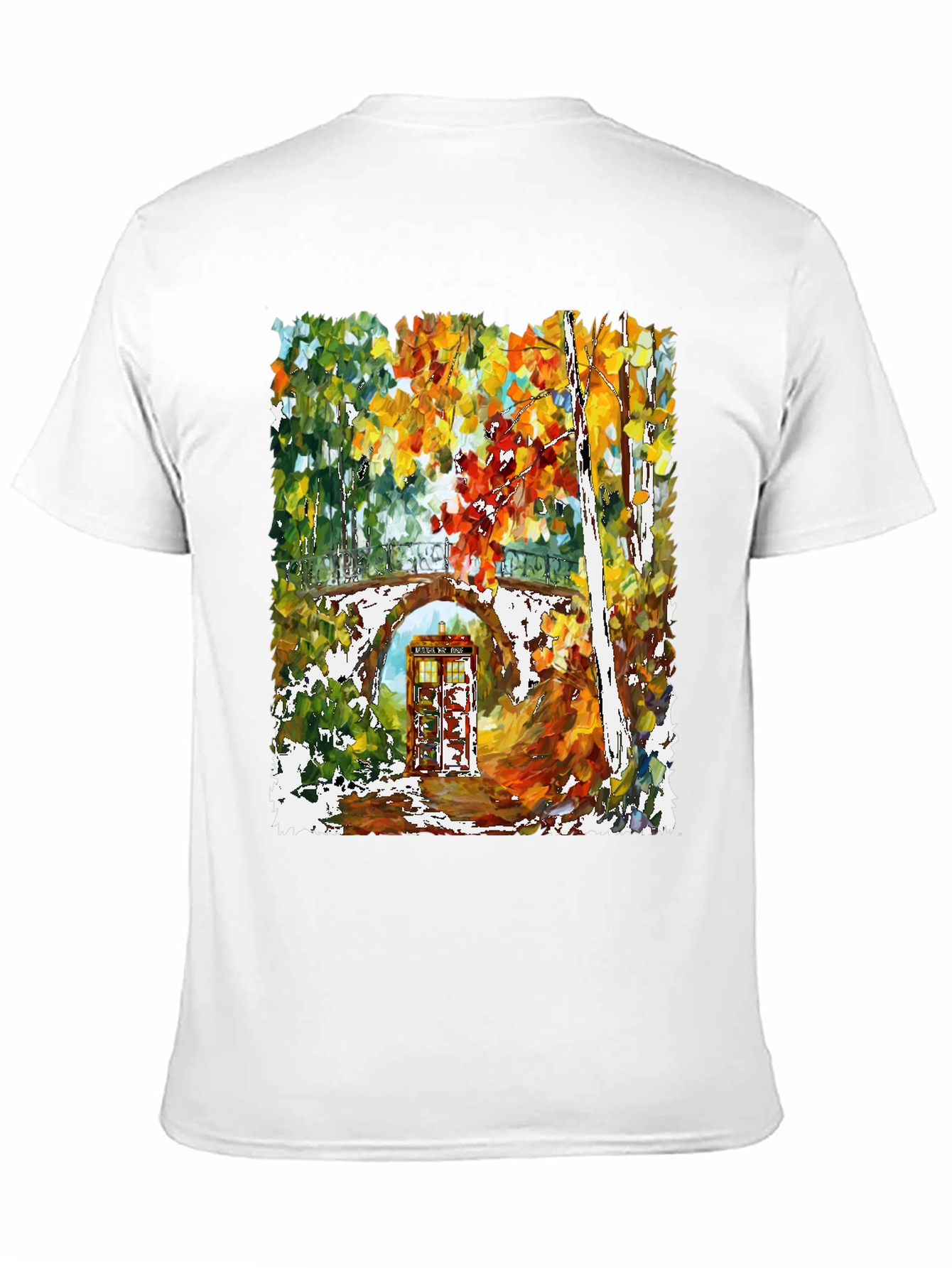 Autumn Tardis T-Shirt - Unique Artistic Design