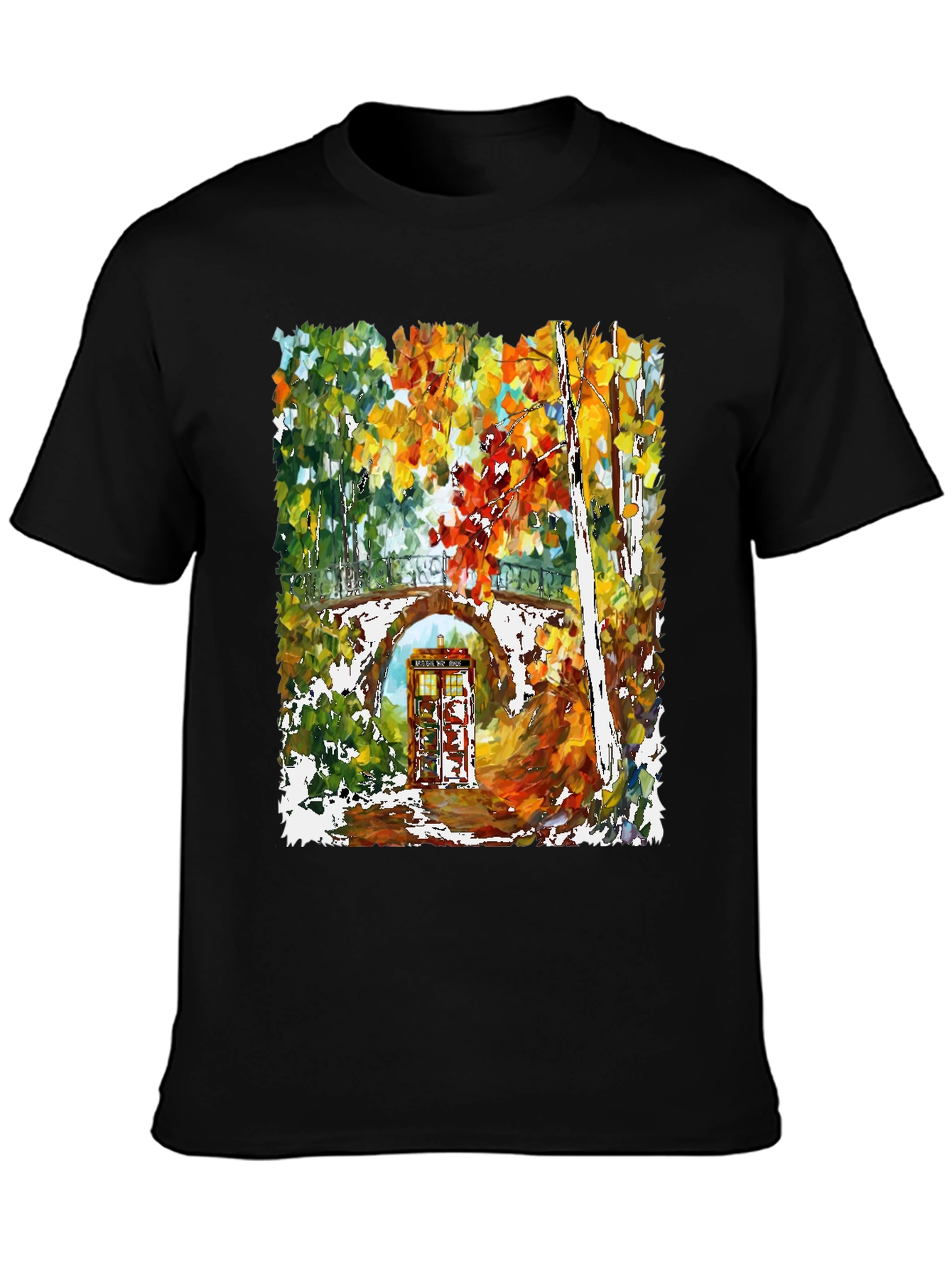 Autumn Tardis T-Shirt - Unique Artistic Design