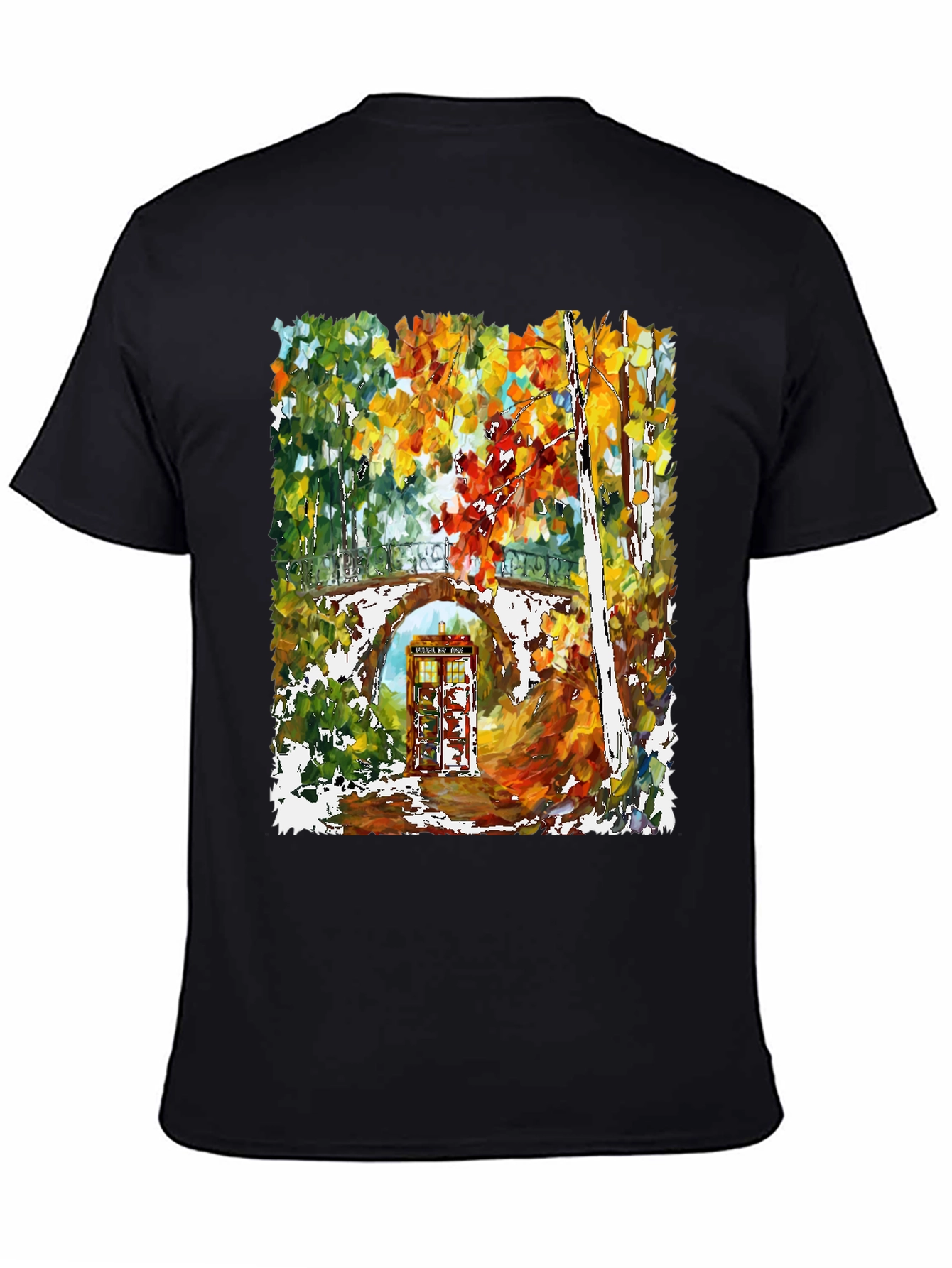 Autumn Tardis T-Shirt - Unique Artistic Design
