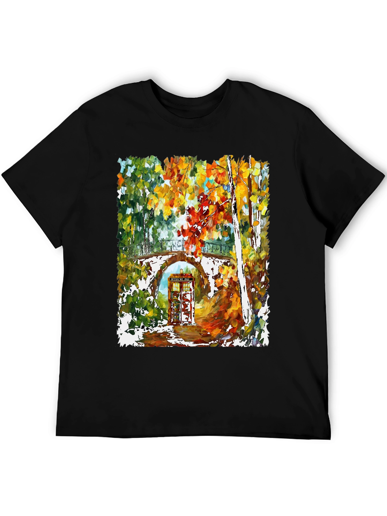 Autumn Tardis T-Shirt - Unique Artistic Design