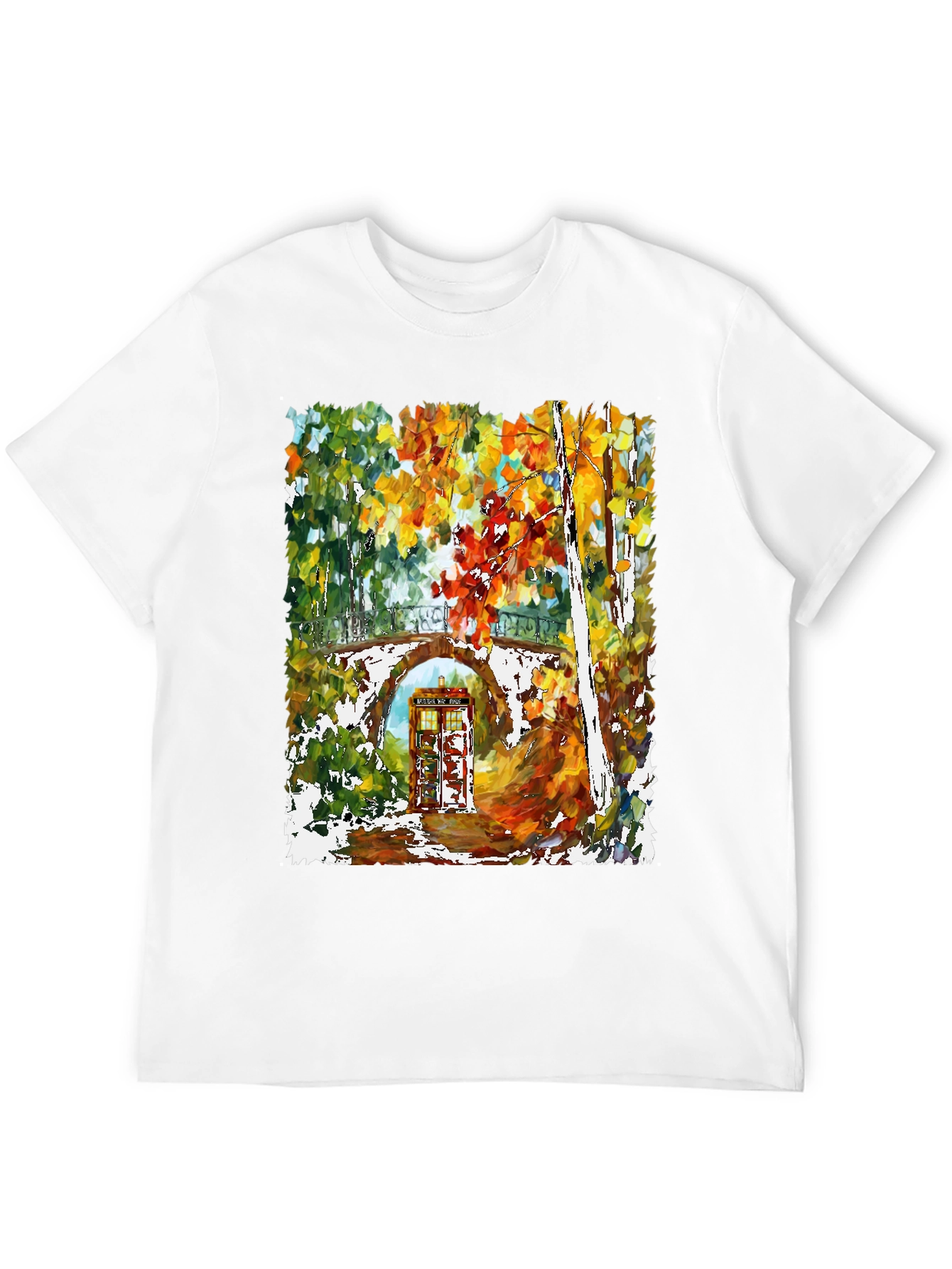 Autumn Tardis T-Shirt - Unique Artistic Design