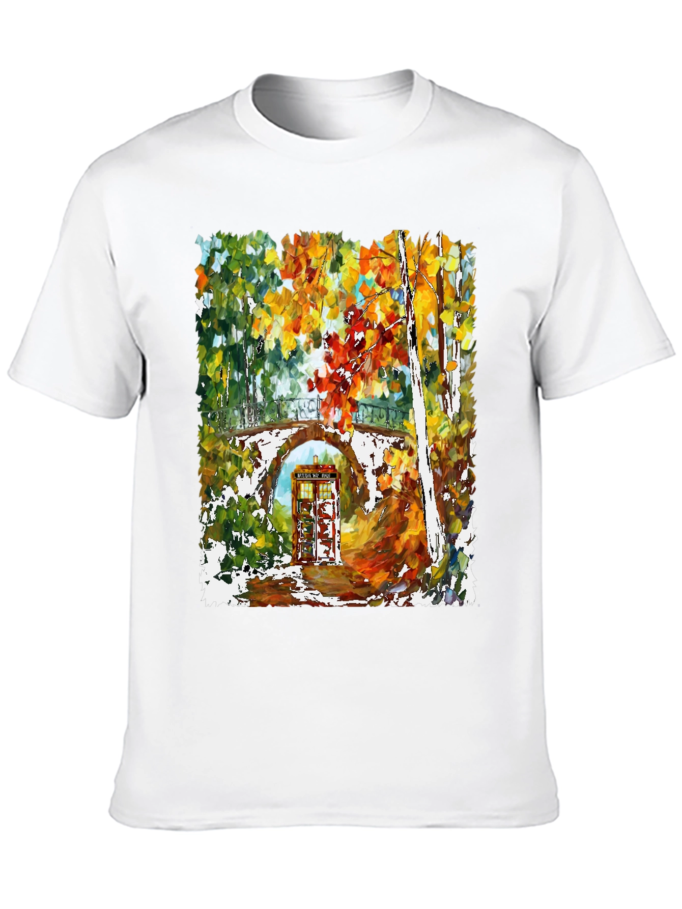 Autumn Tardis T-Shirt - Unique Artistic Design