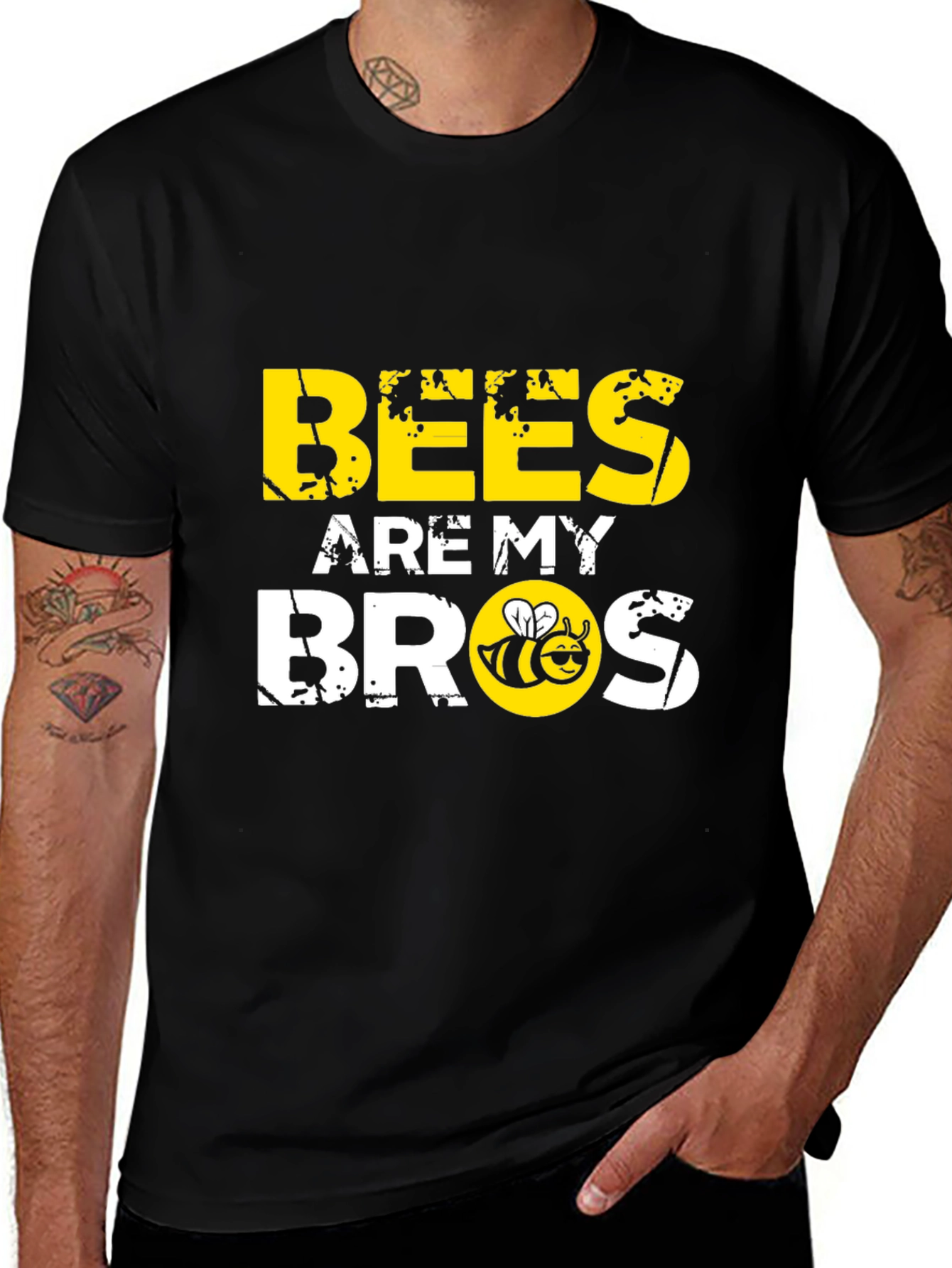 Bees are My Bros T-Shirt - Black Graphic Tee