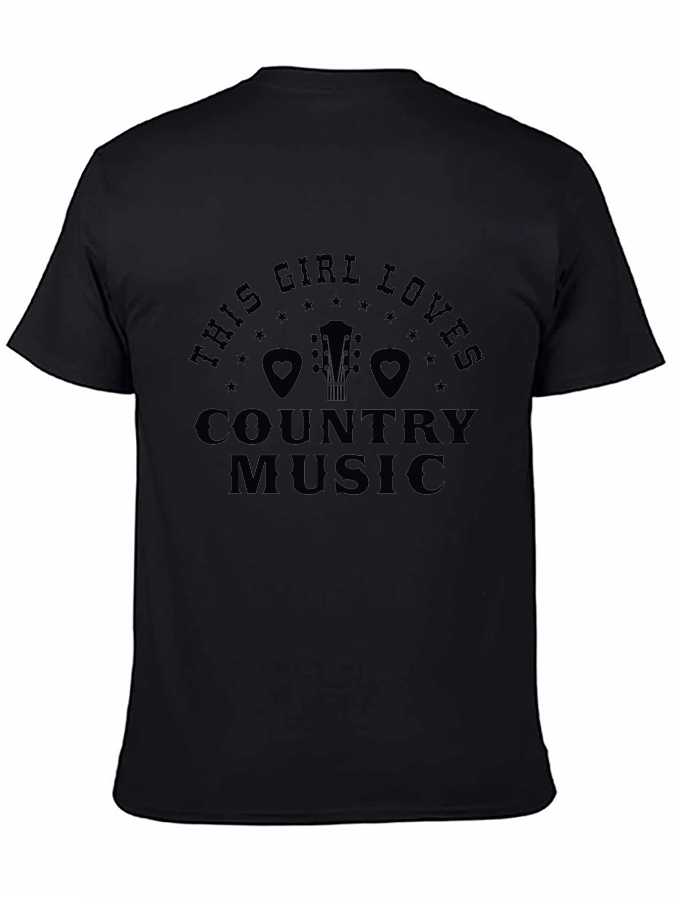 Country Music Lover Black Graphic T-Shirt
