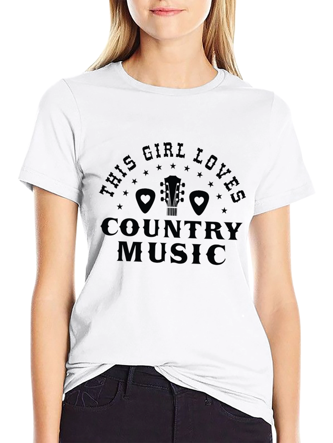 Country Music Lover Black Graphic T-Shirt