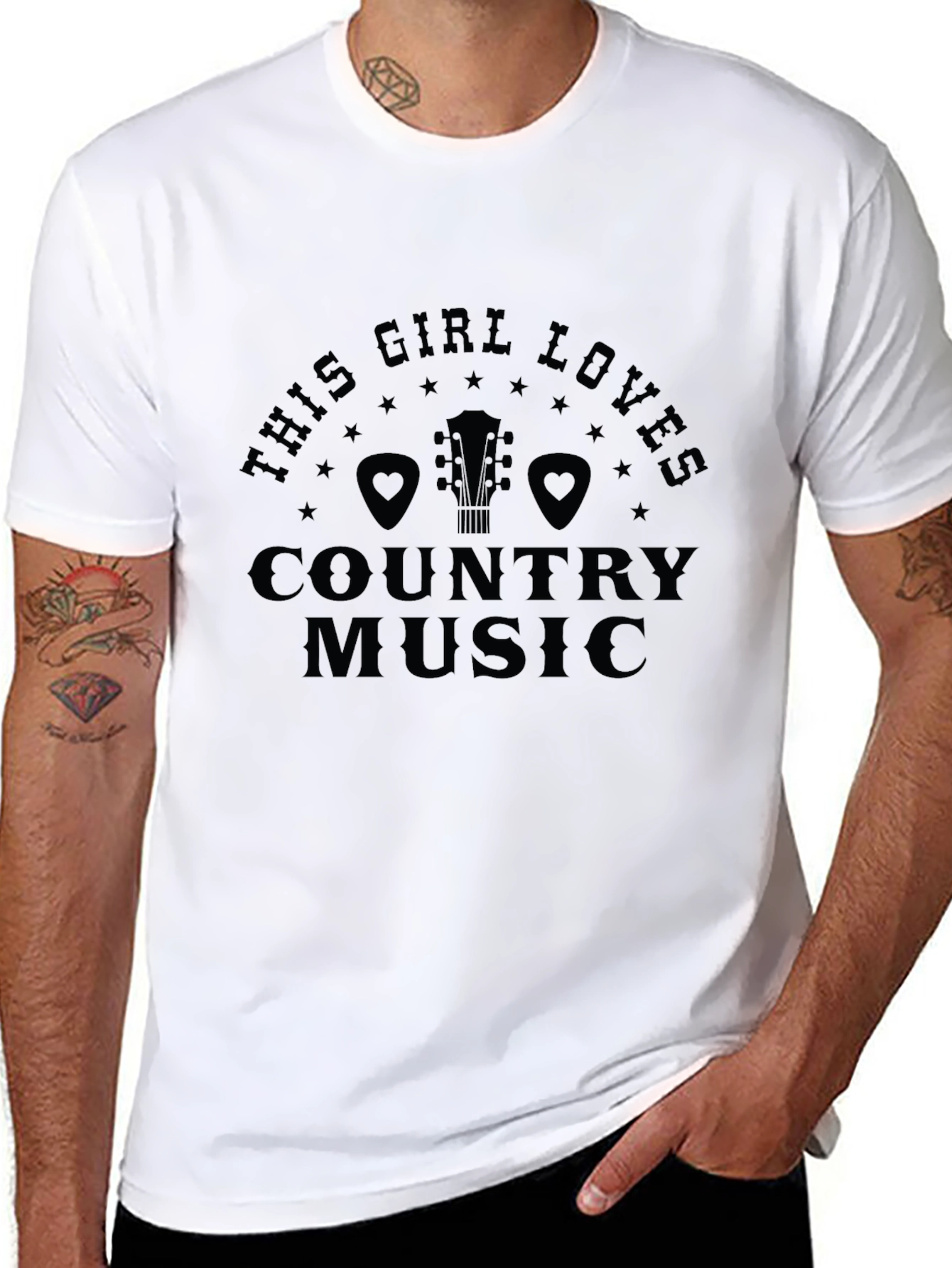 Country Music Lover Black Graphic T-Shirt