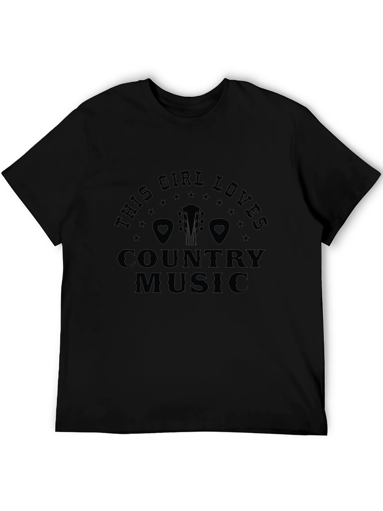 Country Music Lover Black Graphic T-Shirt