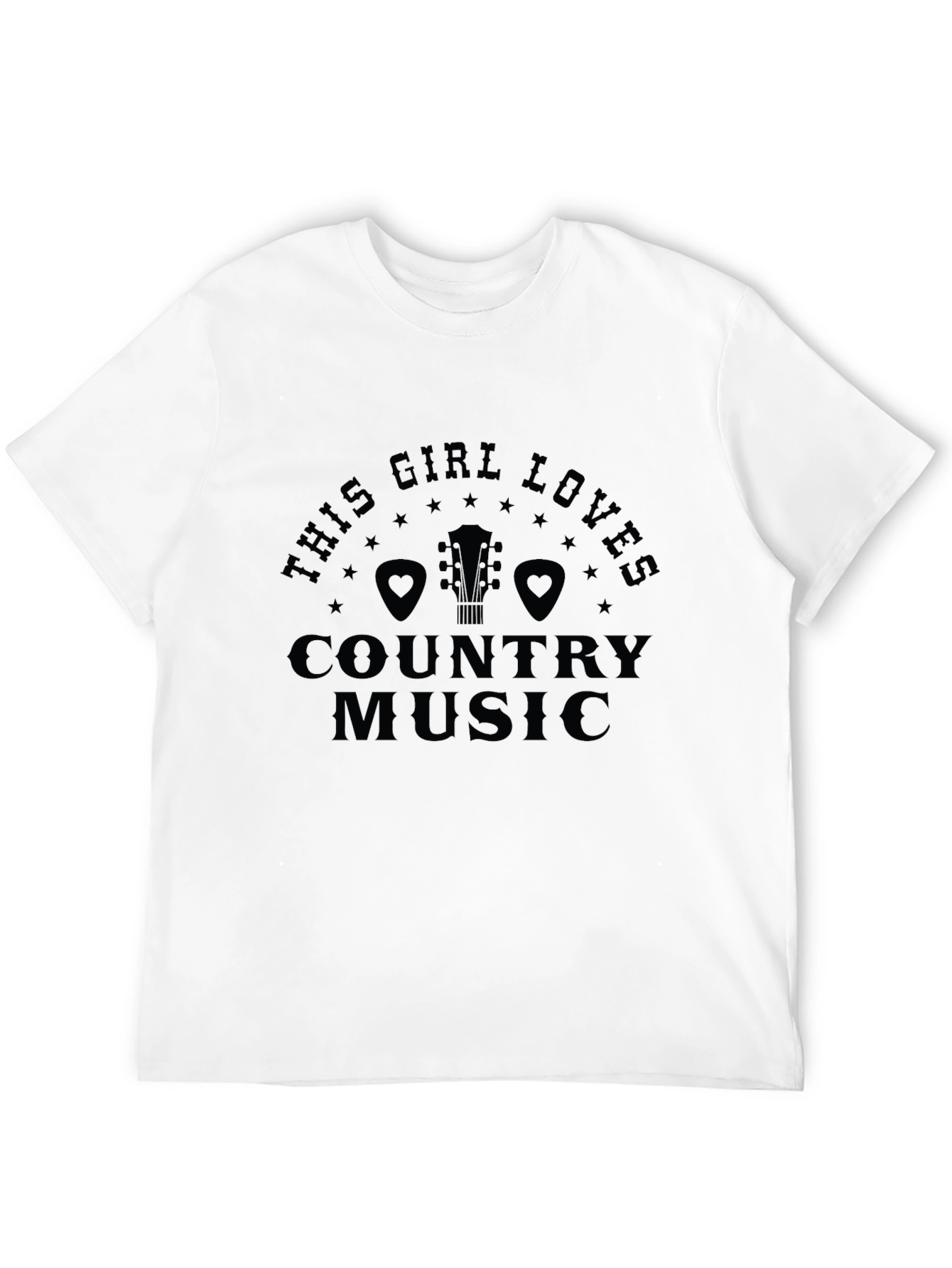 Country Music Lover Black Graphic T-Shirt