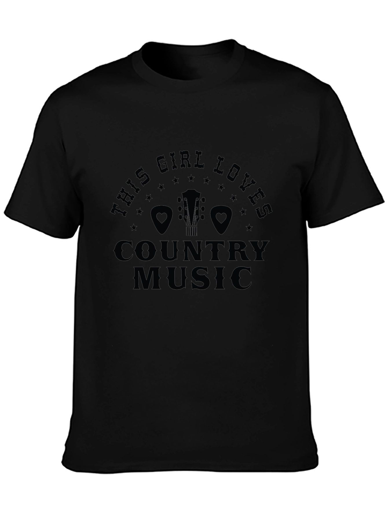 Country Music Lover Black Graphic T-Shirt