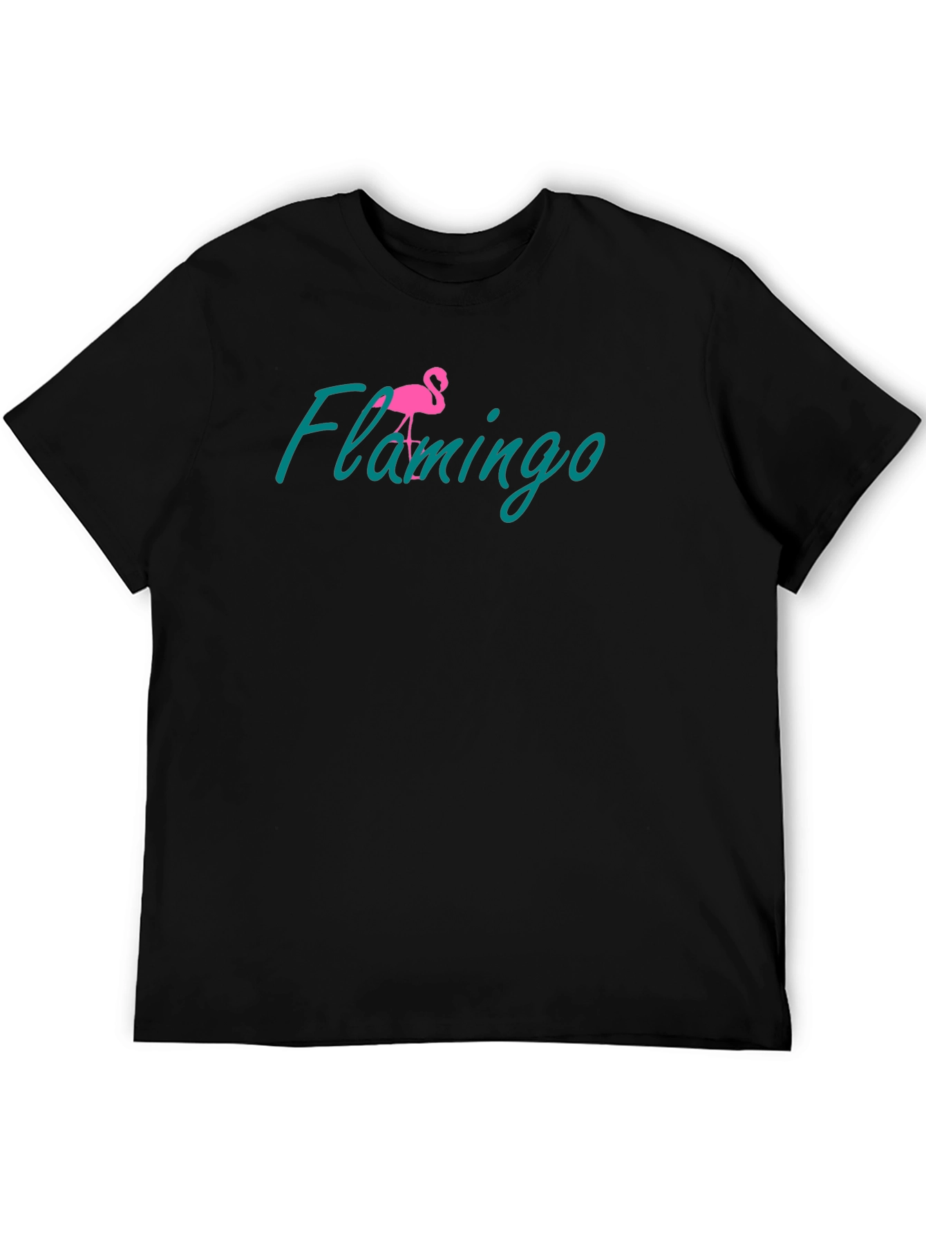 Flamingo Graphic Tee - Black Cotton Casual